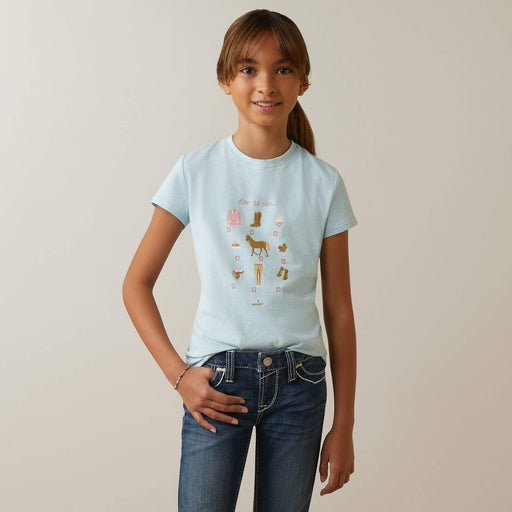 Ariat Kid's Time To Show T-shirt Heather mosaic blu