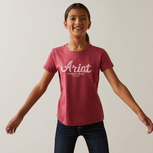 Ariat Girl's Durable Goods Tee Earth red