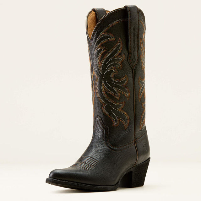 Ariat Women's Heritage J Toe Stretchfit Western Boot - Black Deertan Black Deertan /  / B