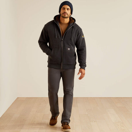 Ariat Men's Rebar All-Weather Sherpa-Lined Full Zip Hoodie - Charcoal Heather Charcoal Heather /  / REG