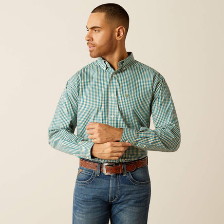 Ariat Men's Wrinkle Free Gus Classic Fit Shirt - Teal Teal /  / REG