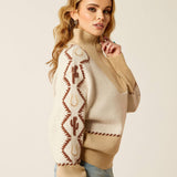 Ariat Women's Wild West Sweater - Summer Sand & Irish Cream Sumer Sand / Irish Cream