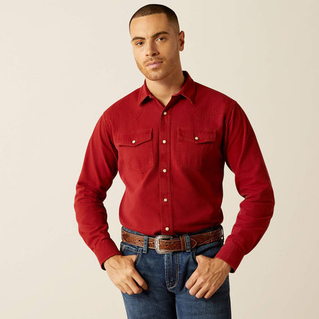 Ariat Men's Jurlington Retro Fit Shirt - Rosewood Rosewood /  / REG