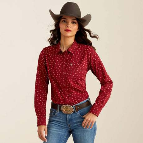 Ariat Women's Kirby Stretch Shirt - Red Cattle Brand Cattle Brand