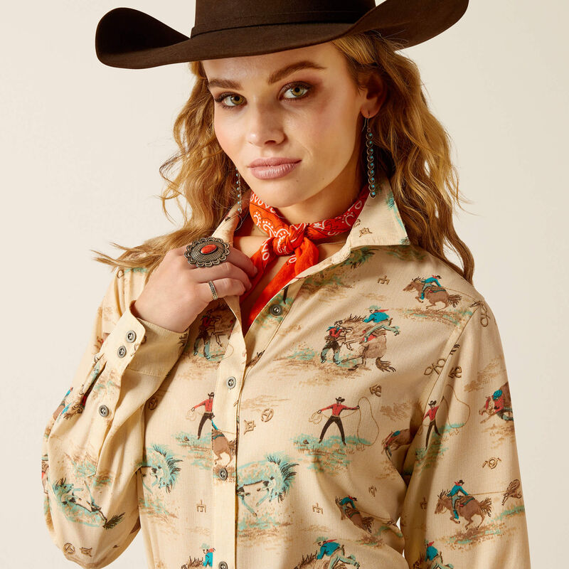 Ariat Women's Homestyle Shirt - Retro Ranch Print Retro Ranch