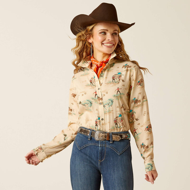 Ariat Women's Homestyle Shirt - Retro Ranch Print Retro Ranch