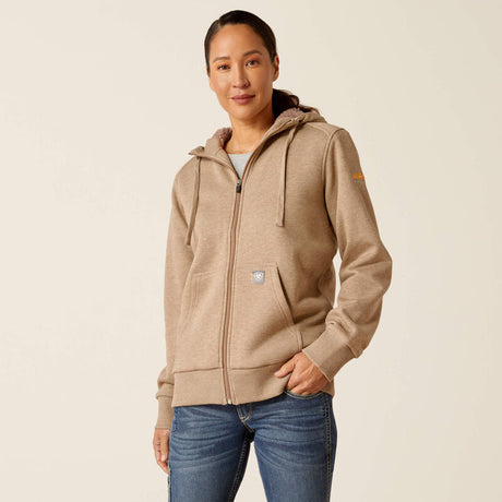 Ariat Women's Rebar All-Weather Sherpa Full Zip Hoodie - Oatmeal Heather Oatmeal Heather