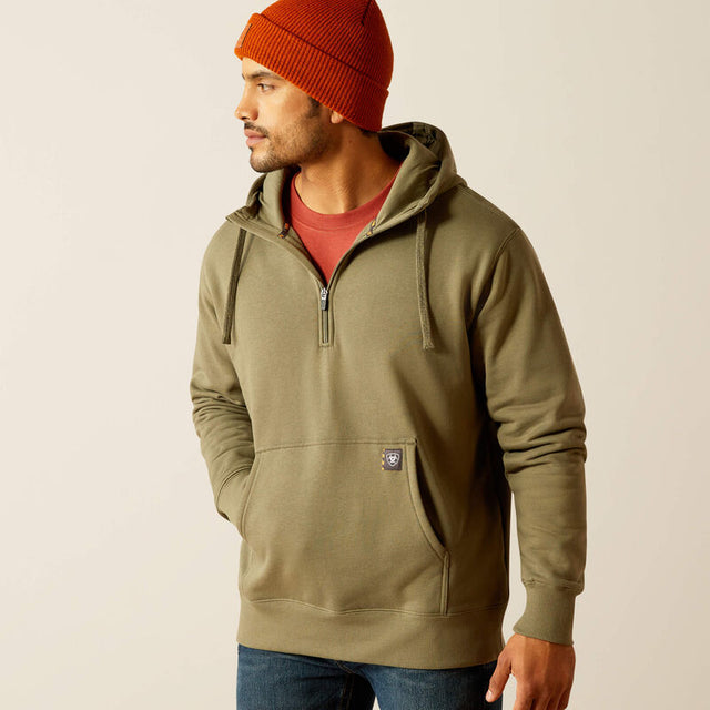 Ariat Men's Rebar Workman 1/4 Zip Hoodie - Deep Lichen Deep Lichen /  / REG