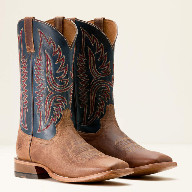 Ariat Men's Tanglewood Cowboy Boot - Bone & Honorable Blue