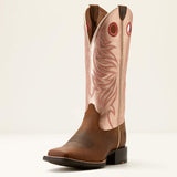 Ariat Women's Round Up Ryder Western Boot - Distressed Brown & Golden Pink