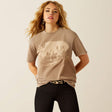 10055131 Wms Western Mural T-shirt - Washed Greige Washed greige