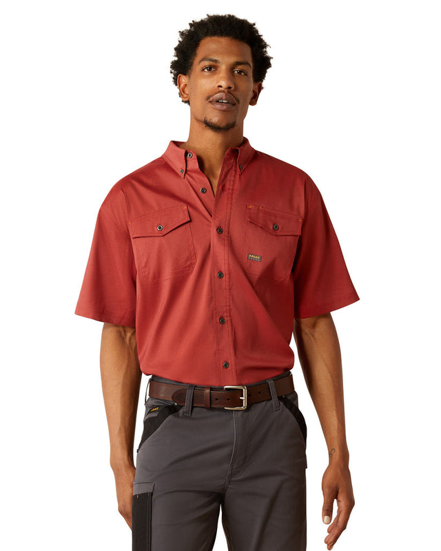 10055195 Mns Rebar Venttek Ds Work Shirt - Firebrick Red Firebrick red