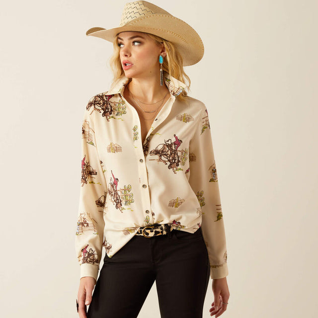 10058540 Wms Homestyle Shirt - Round Up Round up