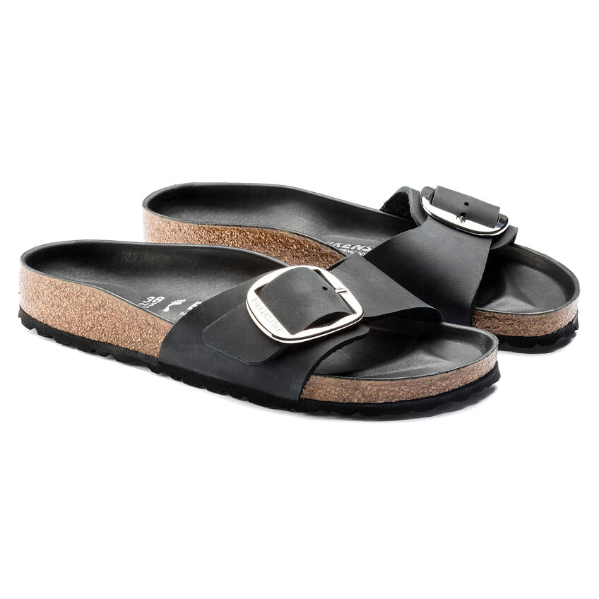 Birkenstock Women's Madrid Big Buckle Oiled Leather Sandal Black