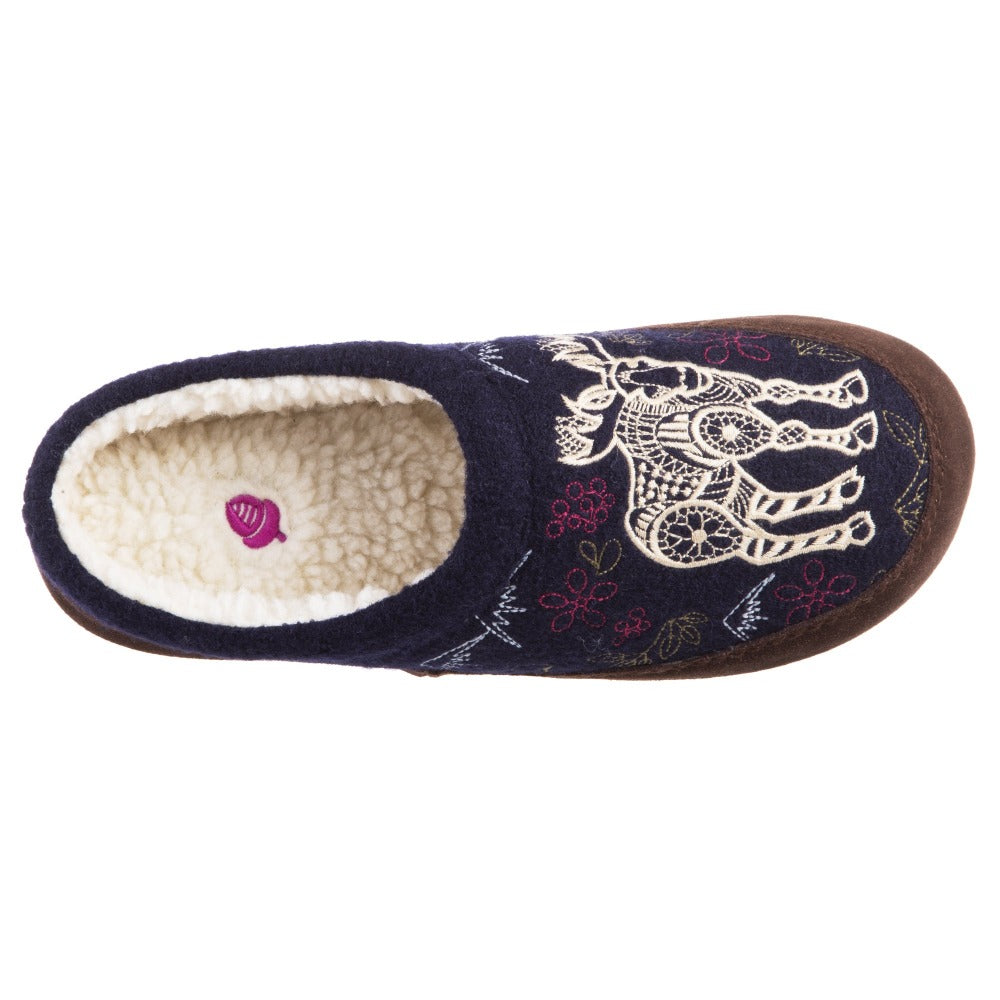 Acorn Women's Forest Mule Slipper With Indoor/Outdoor Sole Navy Moose