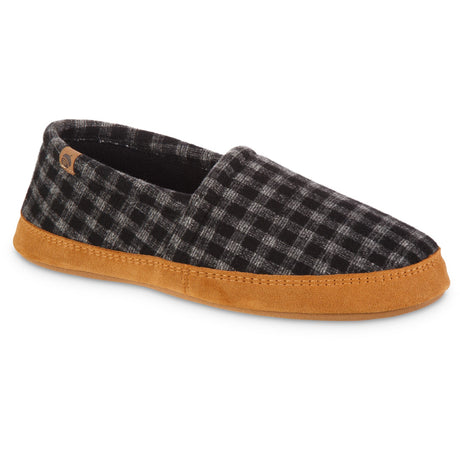 Acorn Men's Moc Slippers With Cloud Cushion Comfort Black Plaid