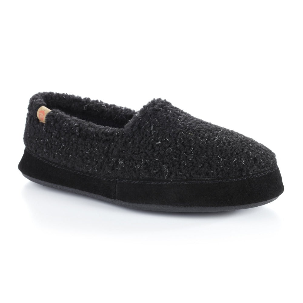 Acorn Men's Moc Slippers With Cloud Cushion Comfort Black Berber