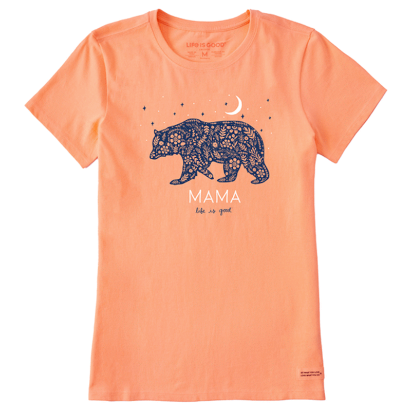 Life Is Good Women's Floral Mama Bear Crusher Tee Canyon orange