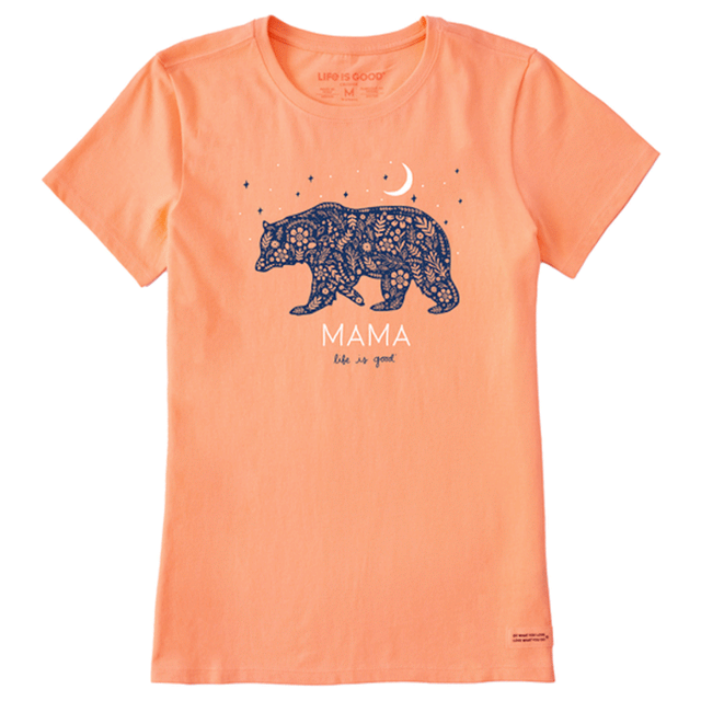 Life Is Good Women's Floral Mama Bear Crusher Tee Canyon orange