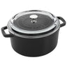 Staub 4 Qt Round Glass Lid Cocotte Black Matte