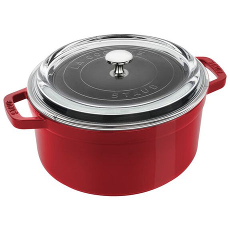 Staub 4 Qt Round Glass Lid Cocotte Cherry