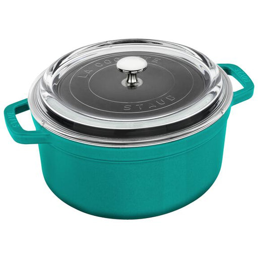 Staub 4 Qt Round Glass Lid Cocotte Turquoise