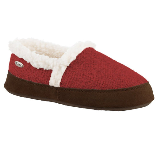 Women's Acorn Moc Ragg Slippers With Cloud Cushion Comfort Red Ragg Wool