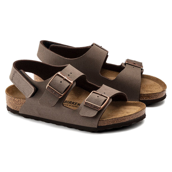 Birkenstock Kid's Milano Hook And Loop Birkibuc Sandal Mocha