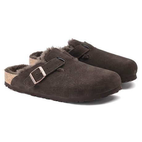 Birkenstock Boston Shearling Suede Leather Clog - Mocha Mocha