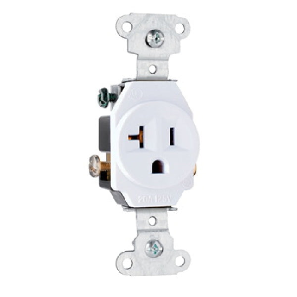 Pass & Seymour Heavy-Duty Single Receptacle White / 20A