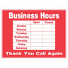 Hillman Business Hours Sign Red