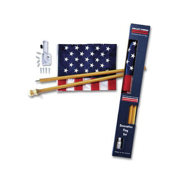 Valley Forge US Flag Kit with Wood Pole 3FT_X_5FT