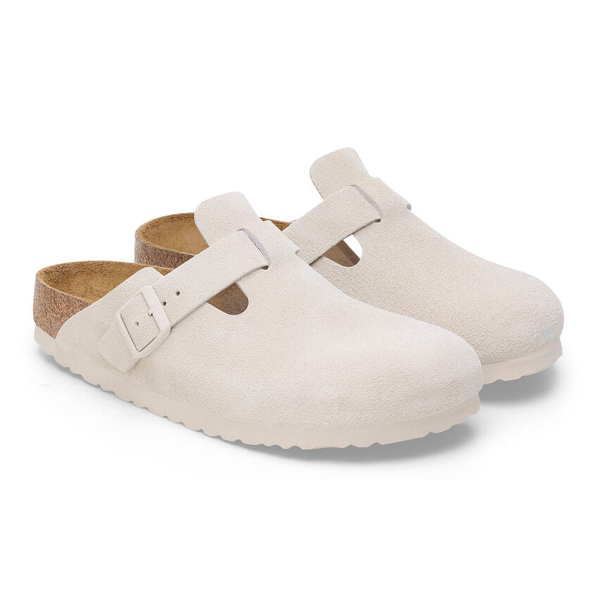 Birkenstock Women's Boston Soft Footbed Suede Clog - Antique White Antique White