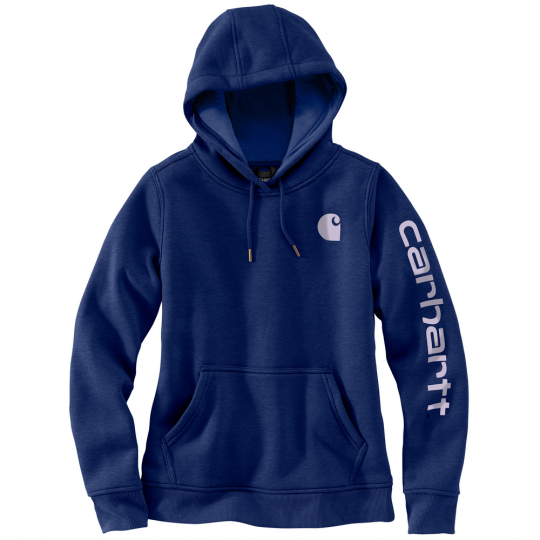 Carhartt Women's Relaxed Fit Midweight Logo Sleeve Graphic Hoodie Scout Blue Heather / REG