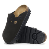 Birkenstock Boston Chunky Suede Leather Clog - Black/Black Black/Black