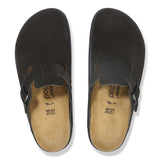 Birkenstock Boston Chunky Suede Leather Clog - Black/Black Black/Black