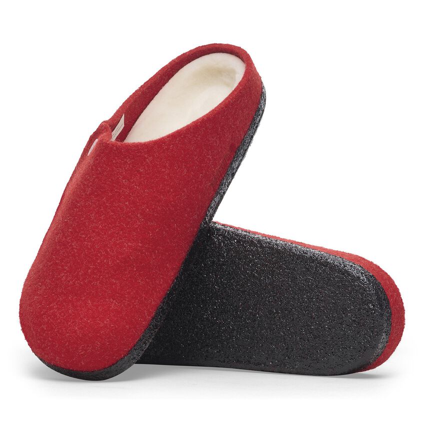 Birkenstock Zermatt Shearling Wool Felt Clog - Active Red/Natural