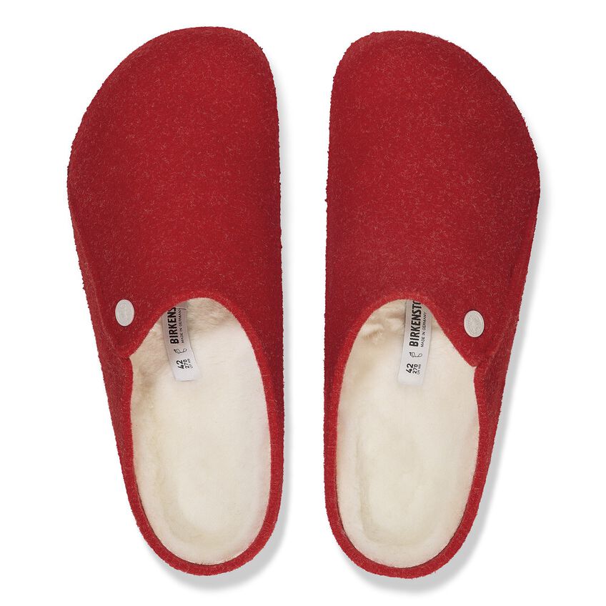 Birkenstock Zermatt Shearling Wool Felt Clog - Active Red/Natural