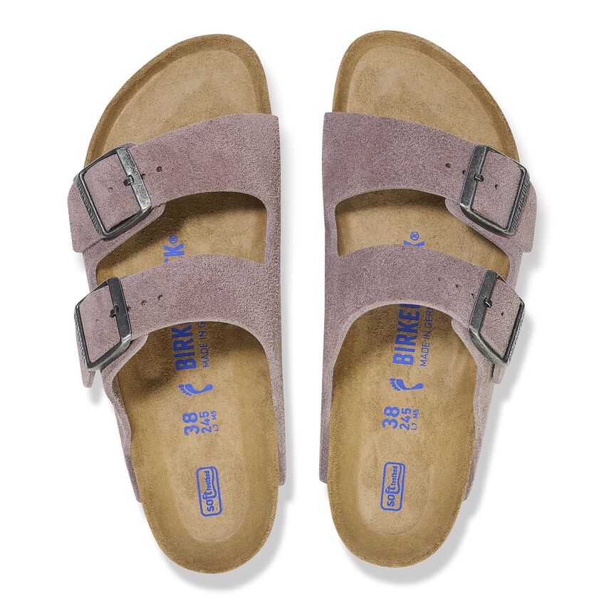 Birkenstock Arizona Soft Footbed Suede Leather Sandal - Faded Purple Faded Purple