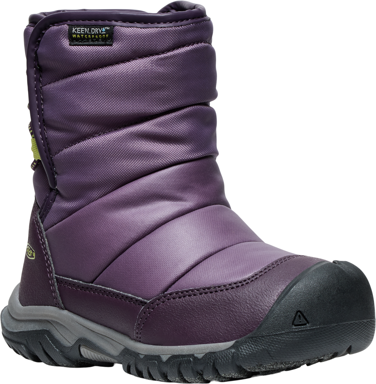 Keen Children's Puffrider Waterproof Boot - Black Plum/Daiquiri Green