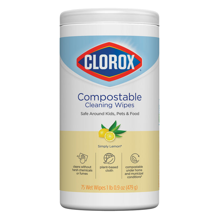 Clorox Compostable Cleaning Wipes Lemon / 75CT