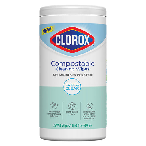 Clorox Compostable Cleaning Wipes Free clear / 75CT