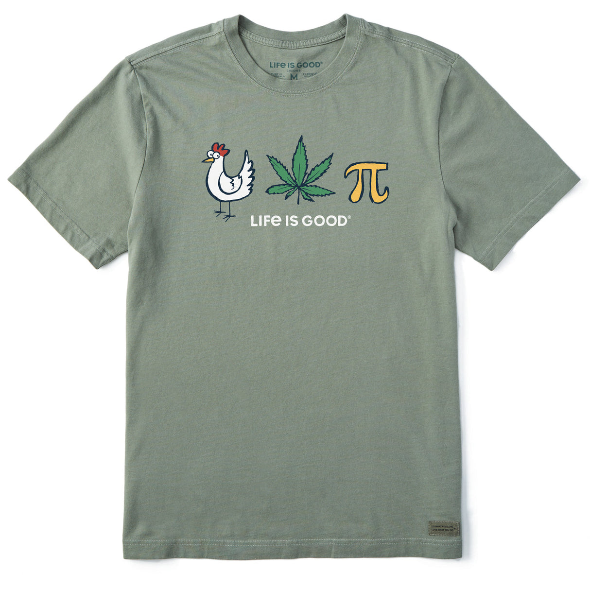 Life Is Good Mens Chicken Pot Pi Icons Short Sleeve Crusher Tee - Moss Green oss Green / M