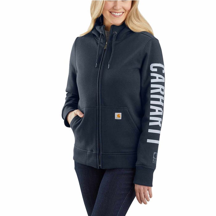 Carhartt Women's Rain Defender Original Fit Lined Graphic Sweatshirt Navy