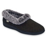 Acorn Women's Faux Fur Chinchilla Collar Slipper With Indoor/Outdoor Sole Black