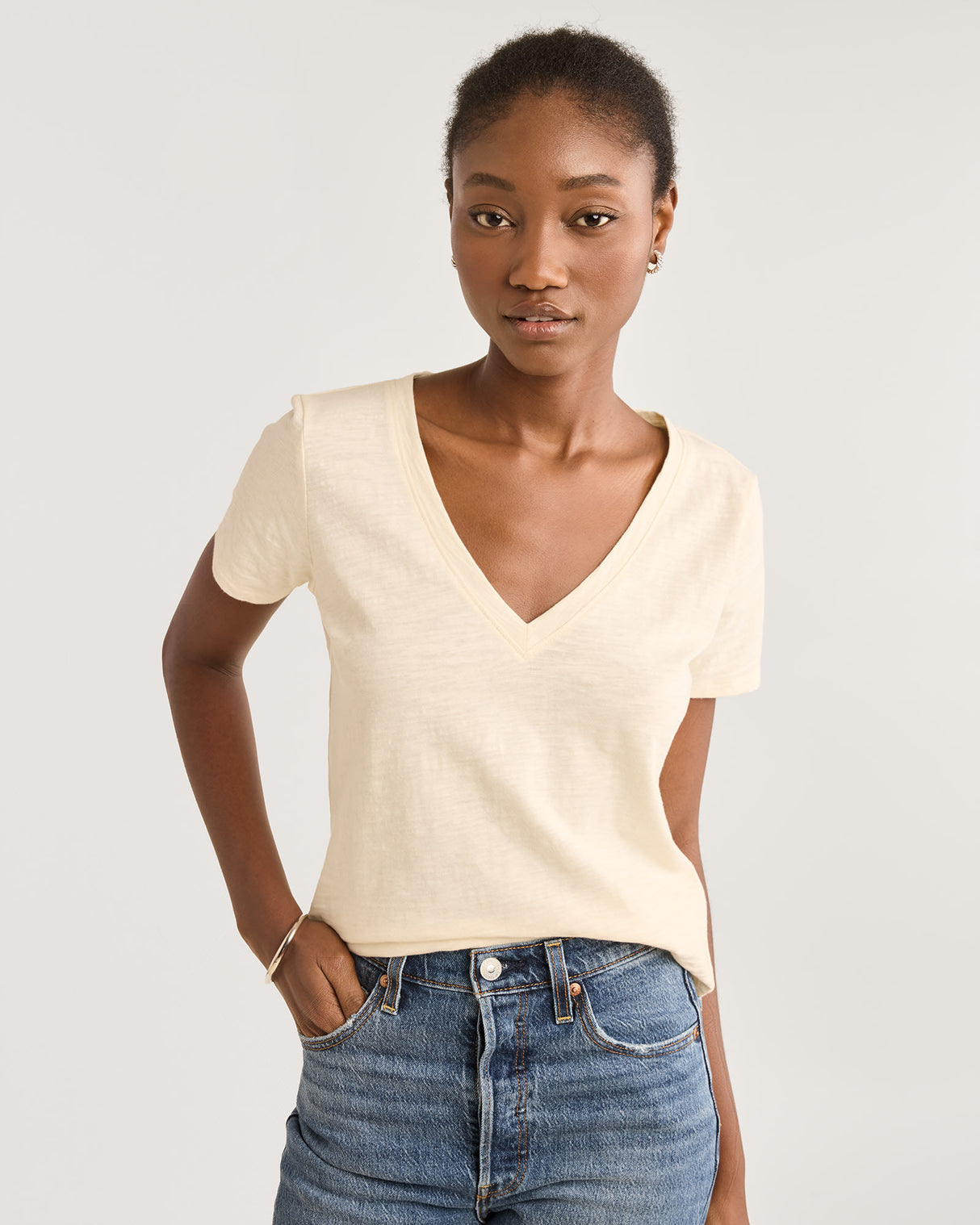 Pendleton Women's Short-sleeve Cotton Slub Tee Antique white