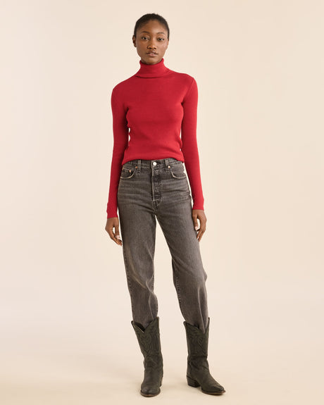 Pendleton Women's Fitted Merino Turtleneck Emboldened red