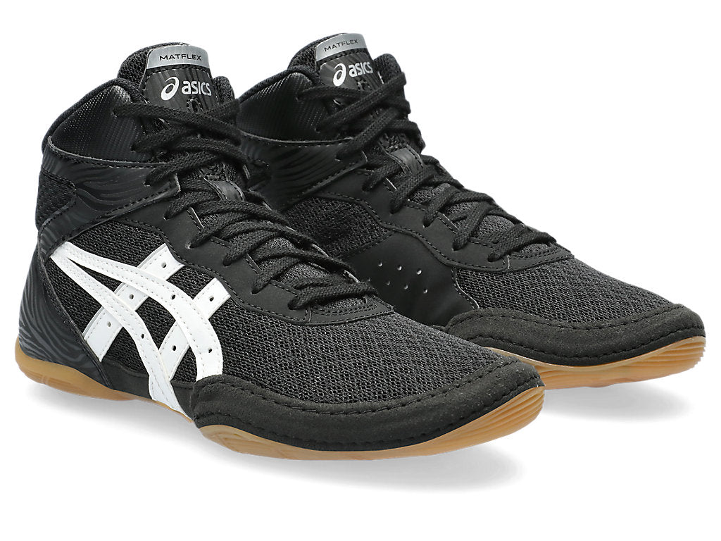 Asics Matflex 7 Grade School Kids Wrestling Shoe - Black/White Black/White