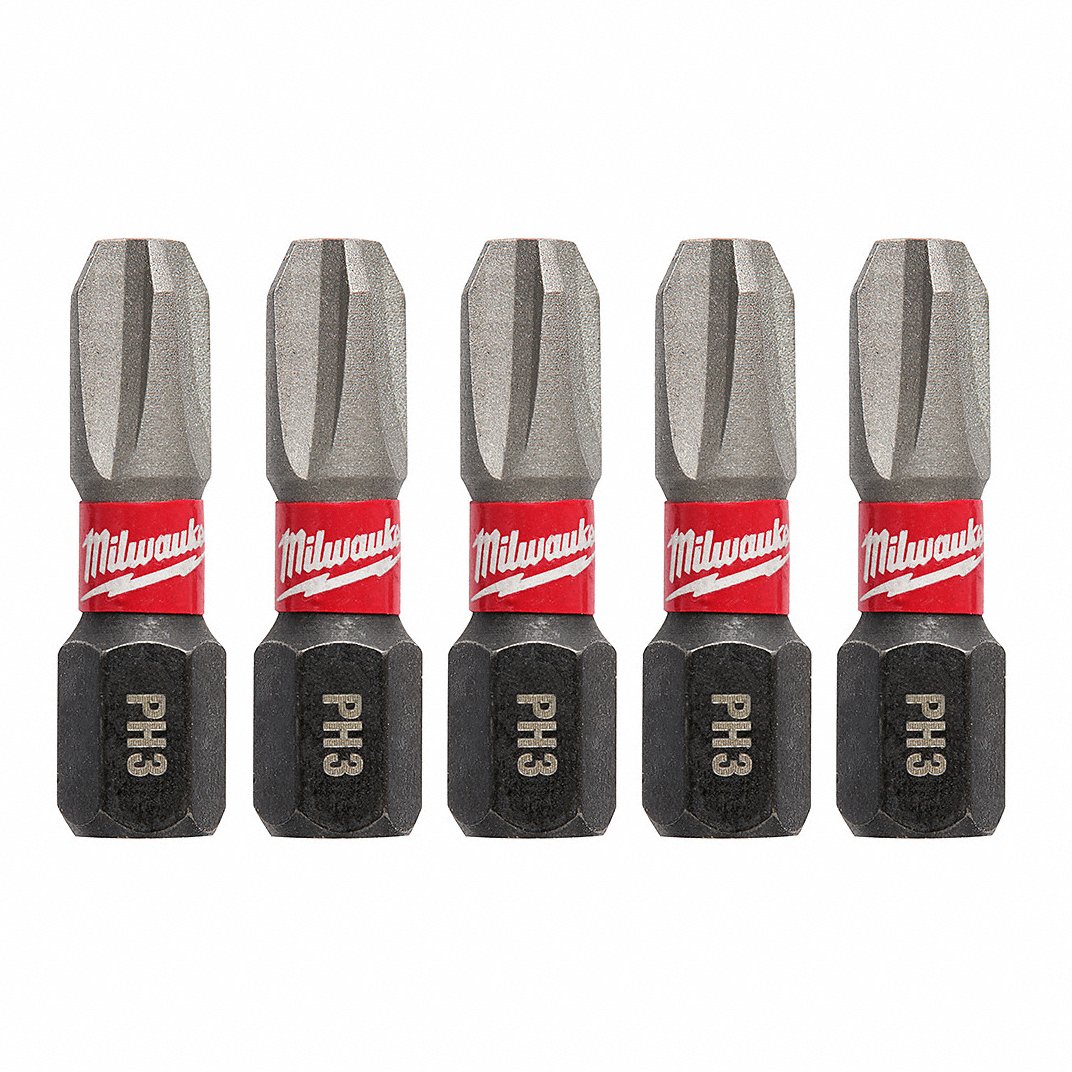 Milwaukee Shockwave Impact Phillips #3 Insert Bits (5 Pk)