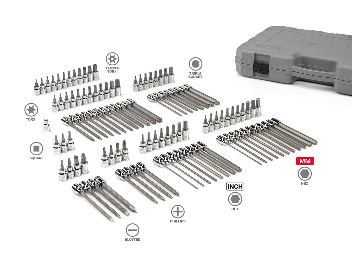 Tekton 110-Piece 3/8 Inch Drive Hex, Torx, TR Torx, Phillips, Slotted, Square, Triple Square Bit Socket Set